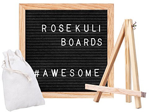Rose kuli Fieltro Letter Board 25 x 25 cm, Letter Board Retro Le noir, 352 Caracteres, Soporte Triangular y Bolsa, Marcos de Fotos Antiguos