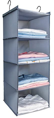 IsHealthy Kleiderschrank-Organizer, waschbar, Oxford-Stoff, Grau 4-Shelves grau