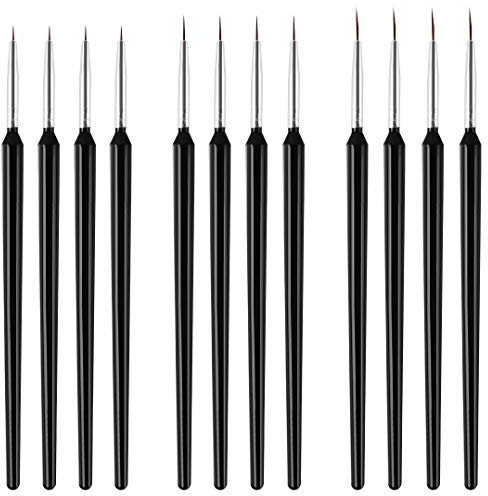 Dadabig 12 PCS Nail Art Brush, Professional Nail Art Brush Set Detail Brush Liner Nail Art Beauty Designing DIY Tool Set for drawing, 3 Size
