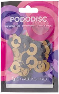 Staleks Pro, Recambios Limas Talones, Podo Discos, Desechables,Adhesivas, 50 pcs, PDFR (Diametro 25 mm, Grano 80)