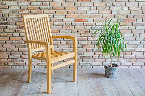 Elbglück filigraner Teakholz Gartenstuhl zum Stapeln