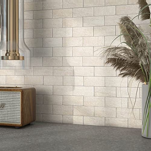 BeNice 3d selbstklebende Wandfliesen Küche Mosaik Fliesen Aufkleber Travertin Stein Effekt Badezimmer Wasserdichte Abziehen und Einfügen(Beige,5Stück)