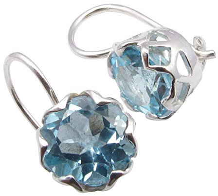 SilverStarJewel Sterlingsilberschliff Blauer Topas tcw 3,8 baumelnde Muttertag Beste Orte für Ohrringe 1,8 cm 2,5 Gramm