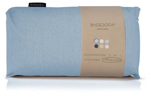 BADESOFA® Fußkissen | Premium-Qualität | Badewannen-Kissen für bequemes Baden | Made in EU | Badewanne-Kissen waschbar | Bade-Kissen in Blau | Badewannen-Zubehör | Passt in Jede Badewanne
