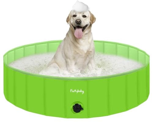 furrybaby Piscine Pliable pour Chiens, Piscine Rembourrée Portable pour Chien, Piscine en Plastique, Grande Piscine Rigide pour Enfants (Vert, 120 x 30 cm)