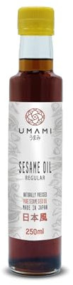 Umami Olio di Sesamo Tostato Regular Prodotto in Giappone 250ml - Semi di Sesamo BIO - MEscola di semi chiari e scuri, tostatura a bassa tempratura - aroma e gusto ottimi!