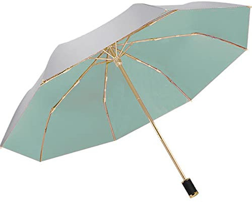 Meichoon Protección Solar UV Paraguas Plegable de Mano Compacto 8 varillas que Proporcionan Protección UPF 50+ y Bloquean Eficazmente el 99% de los rayos UVA UVB para senderismo playa Verde