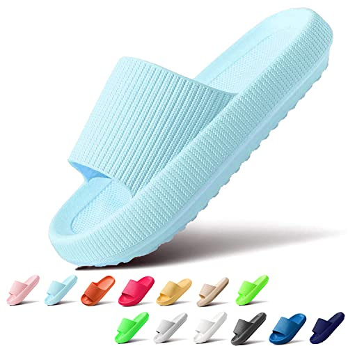 Sumvov Ciabatte Donna Uomo Antiscivolo Ciabatte per Doccia Piscina,Pantofole da casa per donna morbidissime come una nuvola,ciabatte spiaggia piscina Donna Uomo(Azzurro,36-37 EU)