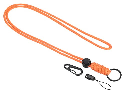 PATIKIL Paracord Lanyard 20.5 Inch, Necklace Keychain Cord Metal Clasp Hook Ring Strap for Keys Whistle ID Card Badge Holder, Orange