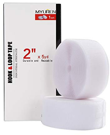 MYUREN 4.5m x 50mm Klettband zum Nähen für Stoff, 50mm Breit Klettverschluss zum Aufnähen, Nylon Klettstreifen für DIY Handwerk Rund um Startseite und Büro, Weiß