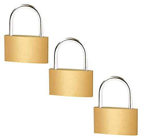 Lot de 3 petits cadenas de 60 mm avec clés - Pour extérieur - Résistant aux intempéries - En laiton - Pour extérieur