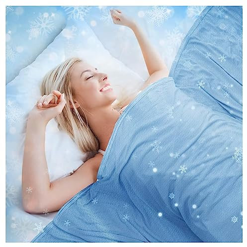 ARRITS Kühlende Decke zum Schlafen für Heißen Nächte, Dünne Leichte Sommerdecke Bambus Microfaser Kühlend, Kühldecke für Menschen Kann Körper Kühlen Halten für Bett Sofa und Überall (Blau 180x200 cm)