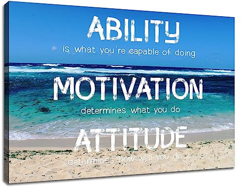 QYHART Motivierende Leinwand Wandkunst Landschaft Meer Unternehmer Zitat Wanddekoration Fähigkeit Motivation Haltung Spruch Wörter Bild Druck für Home Office Esszimmer Gym Wanddekoration Poster [91,4