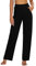 HAPYWER Jogginghose Damen Baumwolle mit Taschen Yogahose Lang Sporthose Tall Freizeithose High Waist Sweathose Weites Bein Bequem Schlafanzughosen(Schwarz,M)