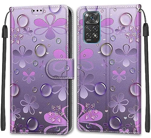 TOMYOU Coque pour Coque pour Xiaomi Redmi Note 11 Global/Note 11S Global, Fermeture Magnétique Pochette Protection Housse avec Fentes pour Cartes Étui pétale