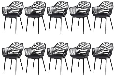 buybyroom Esszimmerstuhl im 10er Set,Essstühle Stuhl mit Armlehne Kunststoffstuhl Stuhl Esszimmer (Weiß)