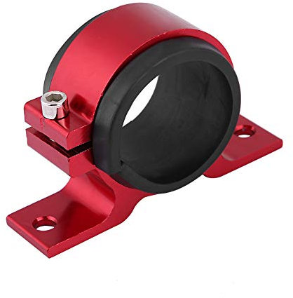 Headerbs Fuel Pump Bracket, Aluminum Alloy 50mm Car Fuel Pump Mounting Bracket Single Filter Clamp Cradle Fuel Pump Clamp (Red)
