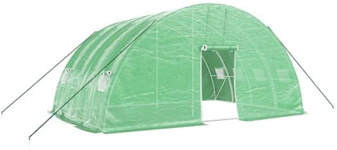 Tidyard Gewächshaus mit Stahlrahmen Garten Treibhaus Tomatenhaus Folientunnel Pflanzenhaus Gartengewächshäuser Gartenhaus Frühbeet Tomatengewächshaus Tunnelgewächshaus 6 x 4 x 2,85 m (L x B x H) 24 m²