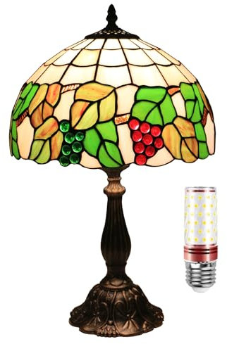 Uziqueif Tiffany Lampe, 12 Zoll Tiffany Tischlampe, Tiffany, Vintage Tischlampen Für Wohnzimmer Schlafzimmer Büro, Traube Lamp