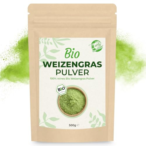 Curly Superfood Weizengraspulver Bio 500g - 100% naturreine Rohkostqualität - Feines Weizengras Pulver Bio garantiert ohne Zusätze für Smoothies, Säfte & Speisen