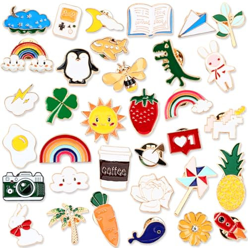 DTOFOOT Cartoon Brosche Pin, 36 Stück Emaille Pin Abzeichen Anstecknadeln Pins Metall Broschennadeln Pins Anstecker für Kleidung Rucksack Hut Jacke