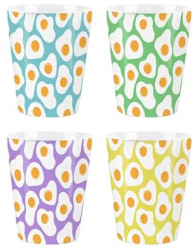 Colourful Fried Eggs Egg Cups Set - Pack of 4 Ceramic Egg Cups/Holders Kitchenware/Shot Glasses Drinkware Boxed Gift/Present