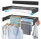 Joyoleder Wäscheständer Wandmontage,80 cm wäschetrockner Wand platzsparend ausziehbar mit 6 Handtuchhaken,Wand Wäschetrockner für drinnen oder draußen,Balkon, Terasse（Schwarz）