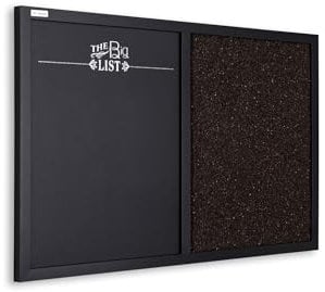 ALLboards KOMBI-Tafel Kork und magnetische Kreidetafel 60×40 cm Holzrahmen schwarz lackiert + ZUBEHÖR