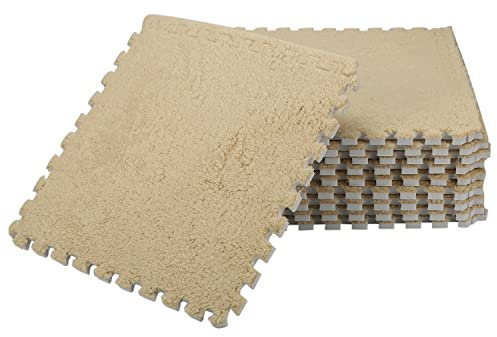 Ksrnsne 10 Piece Interlocking Foam EVA Fuzzy Mat Flooring Carpet Tiles for Kids - perfect for Nursery DéCor, Baby Room, Playroom and Kids Room