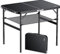 Anbte Tavolo Pieghevole da Campeggio Multifunzione, Regolabile 3 Altezze (10/19.4/26.4 cm), Piano MDF Nero 90x60cm con Rete di Archiviazione, Lega Alluminio - Per Balcone, Barbecue, Mercatini