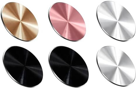6 Stück Selbstklebende Metallplatte Handy Magnet, Magnetplatte, Magnetplättchen, Metallplättchen Handyhülle Plate, Handymagnet Magnetic für Magnetische Autohalterung Roségold Gold Schwarz Silber
