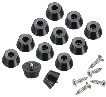 sourcing map 24pcs Rubber Feet Bumpers Buffer Non-Slip Rubber Feet Pad with 5mm Screws for Cutting Board, Cutting Board Feet Non-Slip, Cutting Board Rubber Feet (Black, 0.6H x 1.2D)