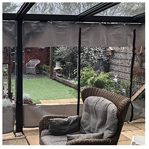 Rideaux imperméables et résistants avec fermeture éclair pour tonnelle, terrasse, pergola, 6 x 3 m, gris