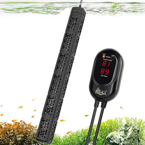 AQQA Chauffage d'aquarium 800 W avec contrôleur externe de 15 à 34 °C, chauffage rapide, résistant à la combustion à sec et système de protection contre la surchauffe