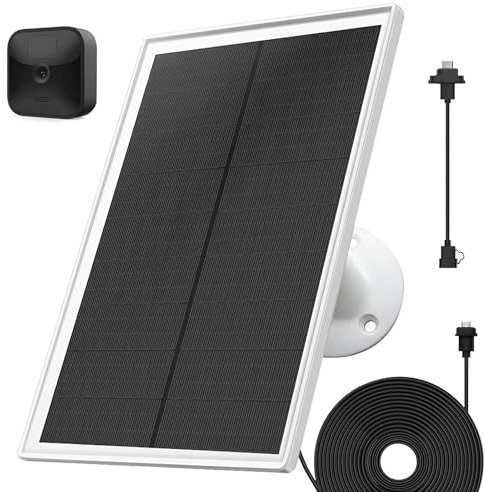 OuOudoit Blink Camera Solar Panel, 5V 6W, High Efficiency, Black, White