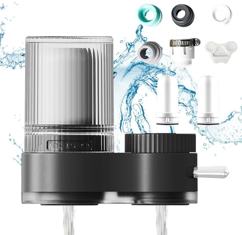 Wasserfilter Wasserhahn, Premium Edelstahl-Wasserhahnfilter, Wasserhahn Filte für Zuhause, Küche, Wasserfilter für Den Wasserhahn, kann entfernt Blei, Chlor, Sand, Schwermetalle (grau)