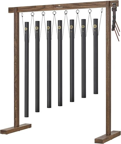 Sonic Energy Sound Bath Tube Chime Chakra Set Black (SBTSETCHA) | 7-piece, 432 Hz, tone C4 to H4, 124 x 132 x 50 cm, including stand, cases, bag and 3 mallets, aluminium, ash