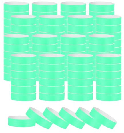 PATIKIL Braccialetti Carta per Eventi, 1200Pz Braccialetti Festa Neon, Braccialetti Impermeabili Colorati Identificazione Concerti, Braccialetti Polso per Ingresso Bar Verde Chiaro