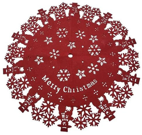 MA MAISON Copri Base per Albero di Natale Copertura Rotonda per Albero Verde Innevato o Luminoso - Motivo Natalizio Protettivo (60 cm -Rosso in Feltro)