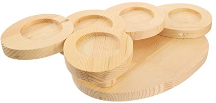 Amosfun Wooden Sushi Display Stand by Five-Step Ladder Serving Tray for Sushi and Snack Decorative Food Service Stand