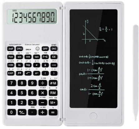 Scientific Calculators for Students, Blue Math Calculator with Notepad,10-Digit Large Screen, Classroom Must Haves for Middle High School Supplies & College(White)