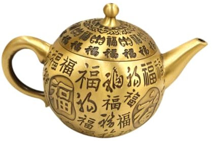 XLWLLNJ Théière En Laiton avec Petits Personnages Chinois Fu, 16 X 10 Cm, Robuste