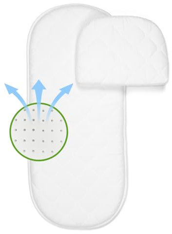EPSELIA Matratze für Kinderwagen, Babyschale, komplett mit Kopfkissen, Anti-Erstickungs-Zertifizierung EN16890:2017, Struktur mit Belüftungslöchern, milbendicht, Oeko-Tex® Certipur™