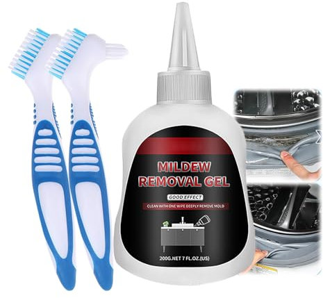 Powerful Mould Remover Gel With Brush - 200g For Deep Cleaning Of Washer, Kitchen, Bathroom, And Tile Stains - Effective Household Mould Cleaner