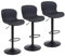Nusetx Barhocker 3er Set, Barstuhl Höhenverstellbar, Barstühle mit Lehne und Fußstütze, Drehbar Küchenstühle Bar Stool für Esszimmer, Küche und Theke, Schwarz