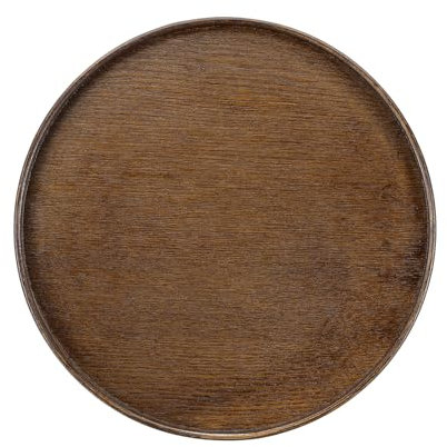 PATIKIL Wooden Serving Tray Round Wood Serving Tray Decorative Platter, 10.6 Inch Fit for Home Decor Kitchen Coffee Table Candle Holder, (Brown)