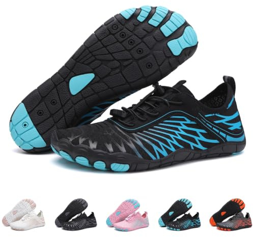 Barezoey Zapatos descalzos para mujer, zapatos descalzos para hombre, zapatos de agua saludables y cómodos, para caminar, para agua, playa, puntera ancha, zapatos de natación, zapatos de senderismo