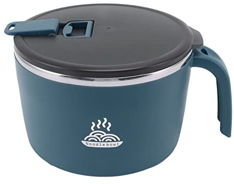 Glomora Edelstahl Instant Nudel schüssel, Versiegeln Abfluss suppe Becher mit Deckel Telefon halter für Heim küche Schlafsaal Büro 1300ML Große Kapazität (Blau)