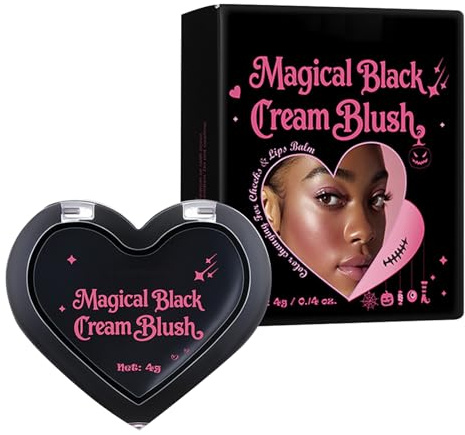 Wezalget Rouge für Wangen, Rouge Schwarz Creme für reife Haut, Kosmetische Blush Farbwechsel Dauerhaft für Frauen Mädchen Gesicht Farbverlauf Halloween