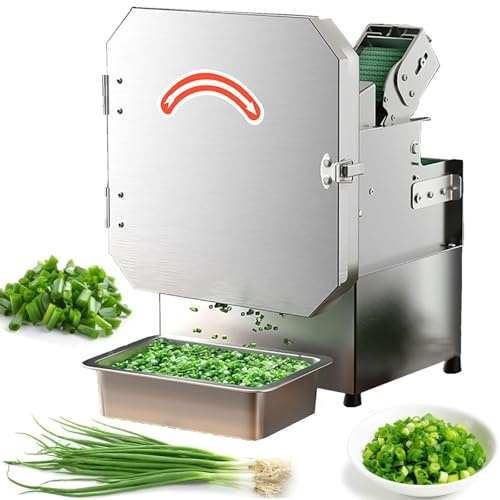 Coupe-légumes électrique professionnel, trancheuse électrique robuste 200 W, hachoir à légumes automatique 150 kg/h, robot culinaire et hachoir, for légumes verts, oignons, poivrons